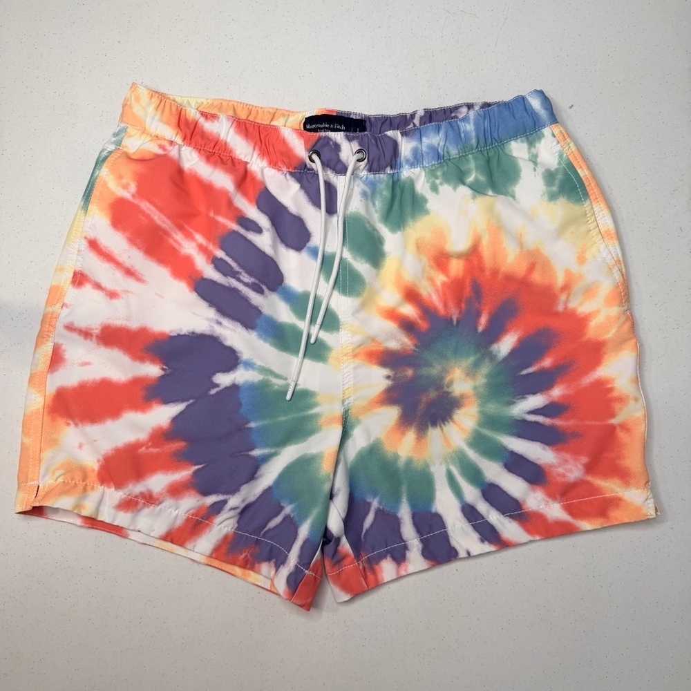 Abercrombie & Fitch Multicolor Tie-Dye Stretch Swim Trunk Shorts